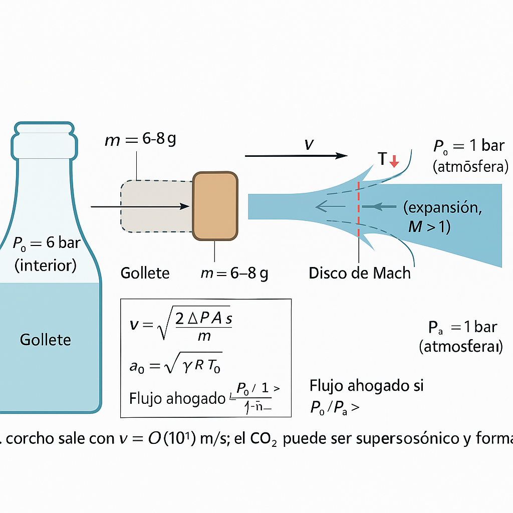 ¿Qué tan rápido sale el corcho de una botella de&nbsp;champán?