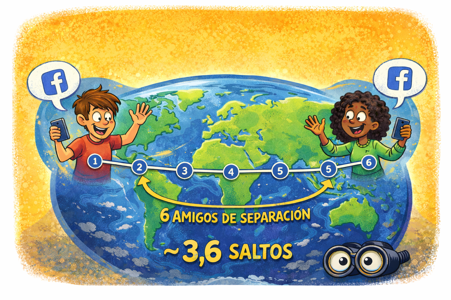 ¿Cuál es la distancia promedio entre dos personas en&nbsp;Facebook?